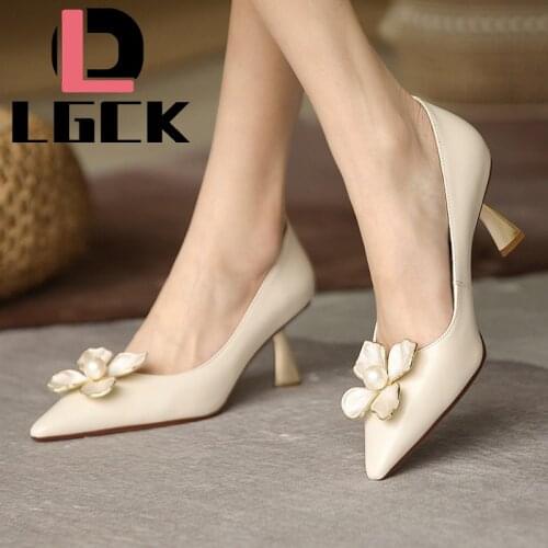 Classic Bridal Wedding Shoe Woman Bridesmaid Pumps Flowers High Heel Designer Brand High Heels Shoes Ladies Pointed Toe Pumps