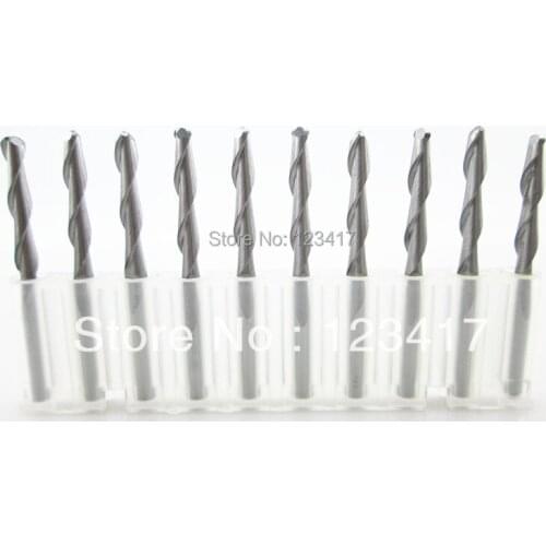 10 pcs 3.175*12MM 2 Flutes Ball Nose End Milling Cutters, CNC Engraving Tools, Carbide Router Bits for 3D Relief,Carving Machine