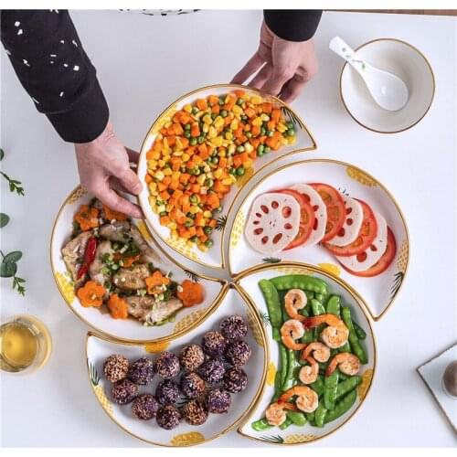 Creative Platter Tableware Combination Ceramic Creative Moon Plate Household Dishes Platter Northern Europe New Year Plate