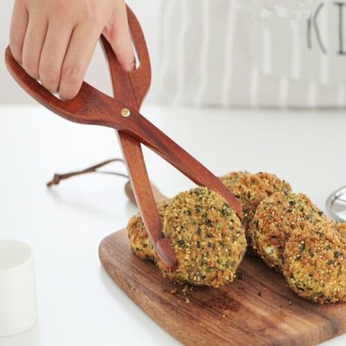 Nan Wooden Hot Pot Wooden Clip Kitchen Food Tongs Bread Baked Barbecue Food Clip Vegetable Salad Clip Kitchen Cooking Tools