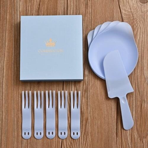 Square Disposable Plastic Gift Box Cake Birthday Party Tableware Set