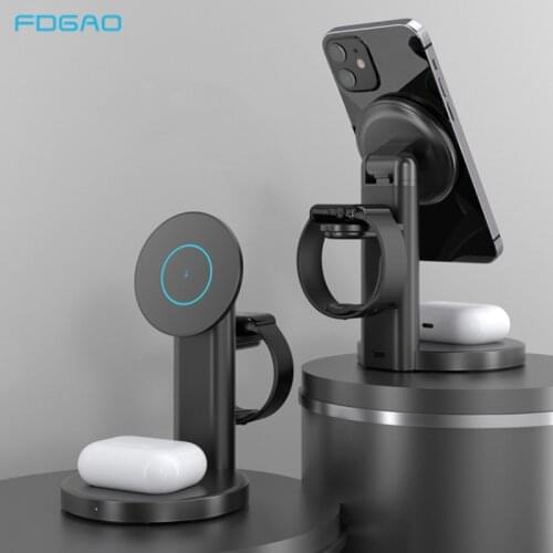 20W 3 in 1 Magnetic Wireless Charger Stand For Magsafe iPhone 12 Pro Max Apple Watch 6 5 4 Fast Charging Station For Airpods Pro