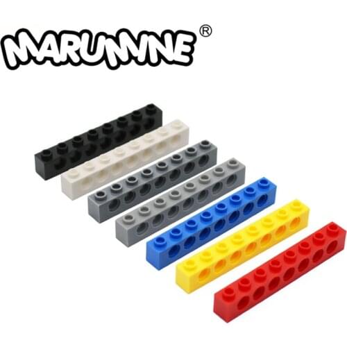 MARUMINE 30PCS Technic Brick 1 x 8 with Hole Building Bricks Set 3702 Educational Classic Blocks Toys Gift For Children