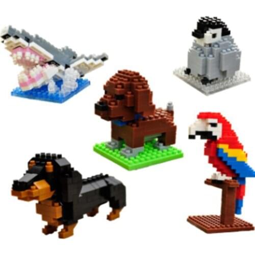Animal Series Mini Building Blocks A1-B26 Bagged Dog Cat Bird Panda Cartoon Mould Parrot Natural Type Toys for Kid