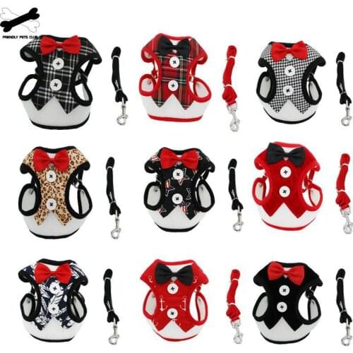 Multi-Style Dress Bow Vest Pet Harnesses Leash Chest Belt Collar Traction Rope For Dogs Breathable Dog Multi-Style Dress Bow Ves