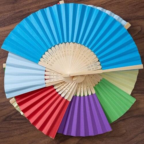 Solid Colorful Painting Fan DIY Toys For Children Creative Drawing Graffiti Art HandiCraft Toy Kids Wooden Folding Origami Fan