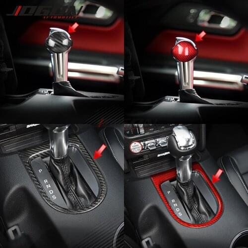 Real Carbon Fiber Gear Knob Panel For Ford Mustang 2015 2016 2017 2018 2019 Console Gear Head Cover Trim Car Accessories