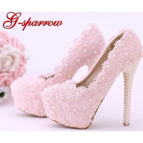 Drop Shipping Pink Color Wedding Bride Shoes Adult Ceremony High Heels Stiletto Heel Bridesmaid Shoes 8cm/10cm/12/14cm Pumps