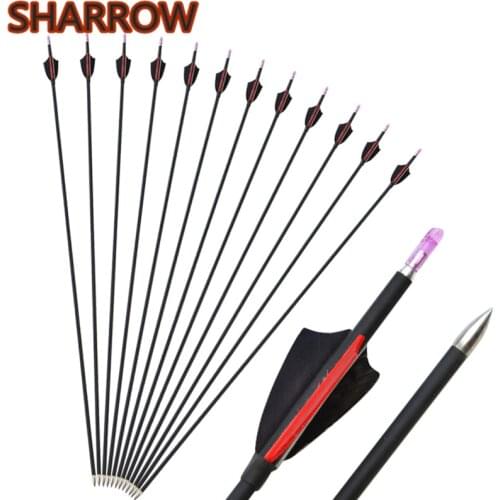 12Pcs 31" Archery Carbon Arrows Spine 1000 2" Turkey Feathers Carbon Arrow with Quiver For Outdoor Shooting Training Accessories