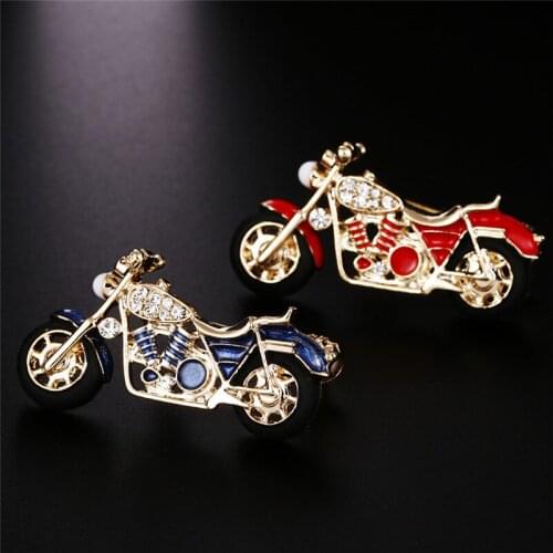 Unique Motorcycle Brooch Gold Red Enamel Girls Kids Gifts Jewelry Suit Collar Sweater Accessories Pins