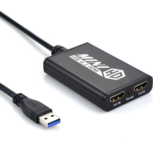USB to HD black Adapter 1080P HD Multiple Displays/ Sync Output Audio & Video/ Mirroring & Extending Modes/ 3.5mm Audio Out