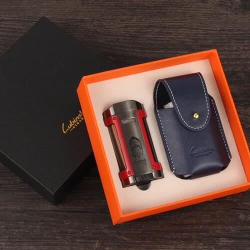 Lubinski Lighter Windproof Gas Cigar Lighter 4 Torch Jet Flame Portable Travel Cigarette Lighters Cigar W / Gift Box