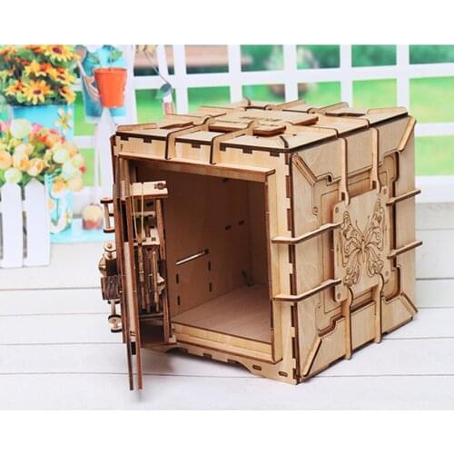 Vokmascot 3D Puzzles Wooden Password Treasure Box Mechanical Transmission Puzzle Ukraine Model Creative Adults Gifts Grow