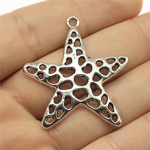 WYSIWYG 4pcs Jewelry Making DIY Handmade Craft Charms 2 Colors 40x36mm Starfish Pendant