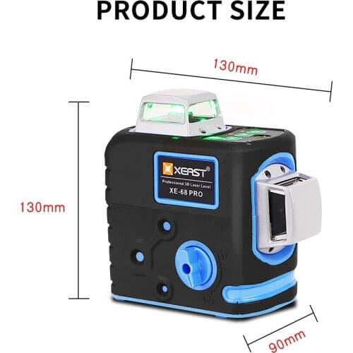 XEAST 3D Laser Level 12 Line Cursor 50M Pulse Transmission Alarm System AC / DC Rechargeable Vertical Horizontal Rotary Laser