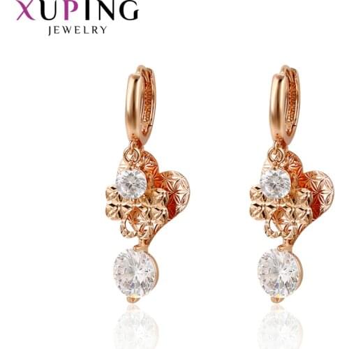 Xuping Fashion Elegant Earrings Rose Gold Color Plated Eardrops for Women Black Friday Jewelry Gift 21260