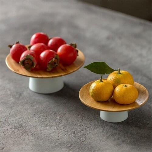 Japanese Bamboo Fruit Bowl Snack Dish Household Dessert Plate Serving Tray Coffee Table Tea Saucer Ceramic Cake Stand Tableware