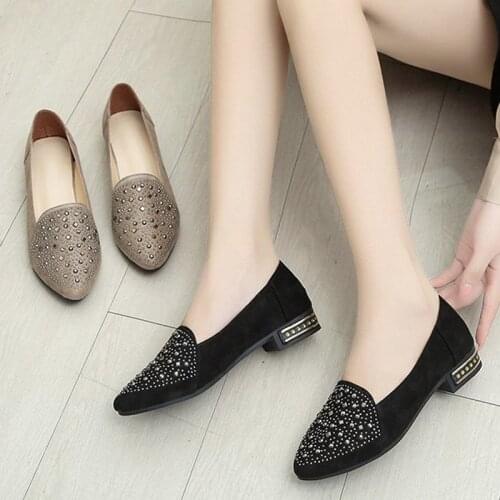 2020 New Women Flats Bling Slip on Shoes Crystal Boat Shoes Black Sequined Cloth Ladies Shoes Rhinestone Spring Autumn 8653L