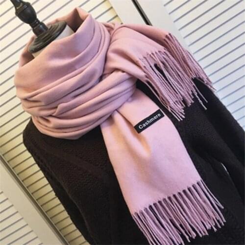 Women scarf fashion soild winter warm cashmere scarves lady warm pashmina long size shawls wraps bandana foulard femme