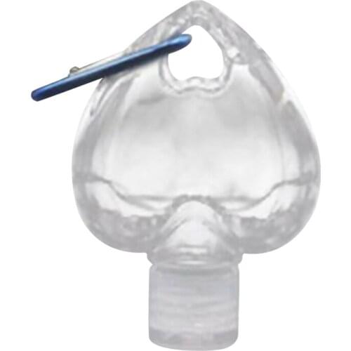 10Pcs 50ml Portable Heart Shape Empty Refillable Bottle With Key Ring Hook Travel Hand Sanitizer Bottle Hook Keychain Carrier