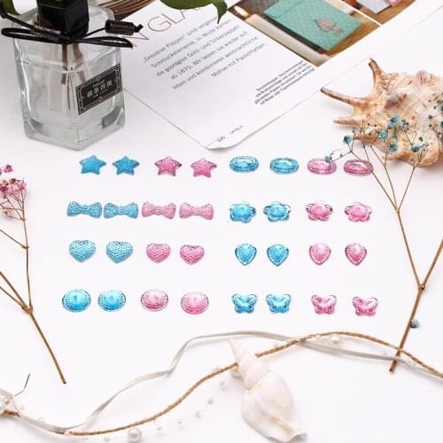 24/48pcs 12mm Mix Styles Pink Blue Water Drop Drill Jewelry Baby Girl Baby Boy Party DIY Decoration Accessories Classic Design