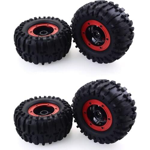 4Pcs 1/10 RC Monster Truck Rubber Tyres and Plastic Wheels for 1:10 Scale Traxxas TRX-4 HIMOTO HSP HPI Tamiya Kyosho RC Model