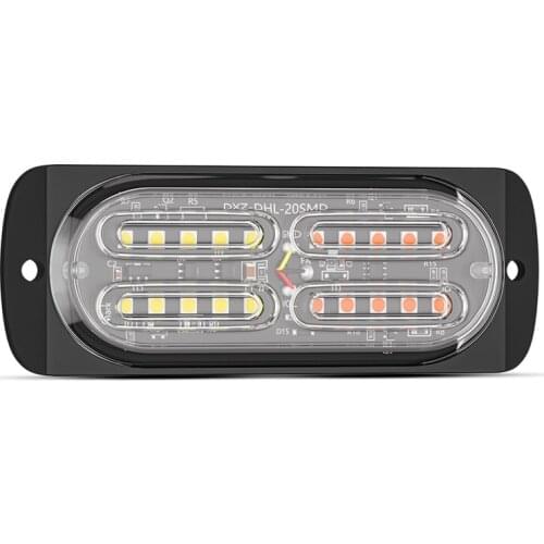 4Pcs 20-LED Emergency Strobe Lights Grill Beacon Flashing Lights Bar for Car Truck Van SUV ATV Surface Mount Amber/White