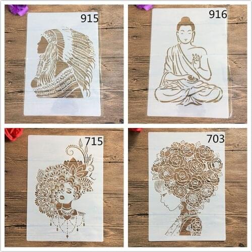 4pcs /set Beautynimals A4 Decorative Stencils 29cm DIY Wall Painting Scrapbook Coloring Embossing Albumfor painting and decor