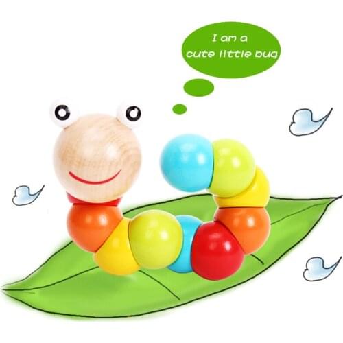 Colorful Wooden Twist Worm Kids Toys Changeable Shape Caterpillar Puzzles Montessori Early Baby Eucation Toys For Children Gifts