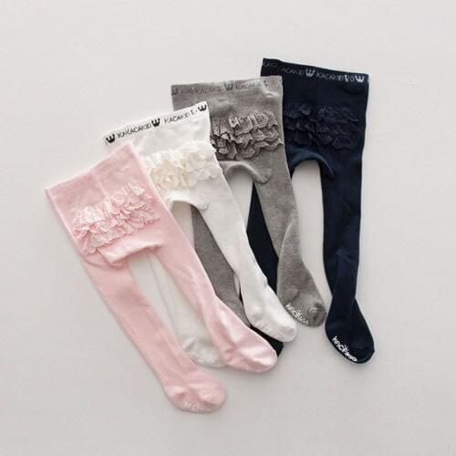 Baby Autumn Leggings Clothing Girls Cotton Plain Toddler Baby Tights Newborn Heart Ruffled Solid Pantyhose 4 Style 0-4T