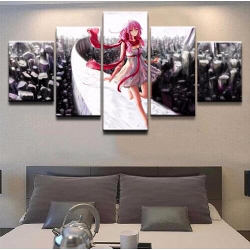 Home Decorative Print Canvas Oil Painting Wall Art 5 Pieces Anime Guilty Crown Inori Yuzuriha Poster For Living Room Wall Decor