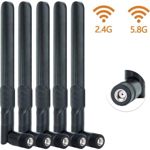 5pcs Dual Band WiFi RP-SMA Male Antenna 2.4GHz 5GHz 5.8GHz High Gain 8dBi Compatible with Wireless Network Router FPV UAV Drone