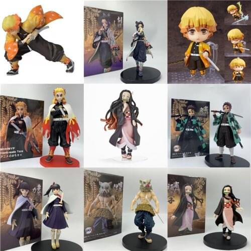 Lover Demon Slayer Kamado Tanjirou Holding Sword Standing PVC Action Figure Shinobu Nezuko Zenitsu Kyoujurou Model Toy Gift