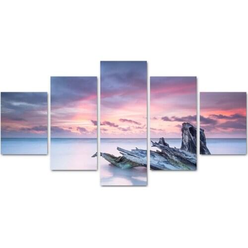 Canvas Painting Modular Picture 5 Panel Seascape Colorful Sky Landscape Wall Art Home Decoration For Living Room Modern Printing