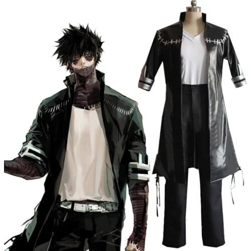Anime My Hero Academia Dabi Cosplay Costume Boku No Hero Academia DABI Faux Leather Trench Halloween Carnaval Party Costume
