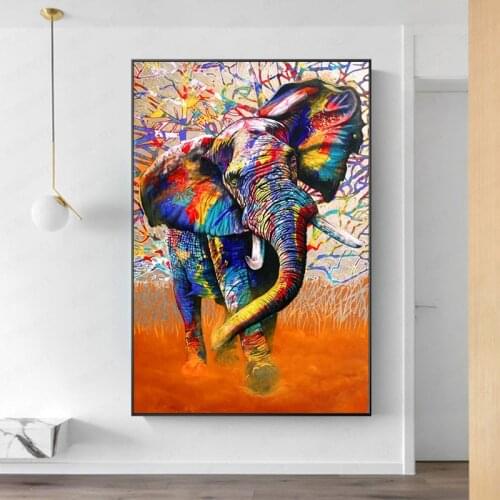 Colorful Elephant Wall Art Posters and Prints Animals Abstract Graffiti Art Canvas Paintings Nordic Wall Picture for Living Room