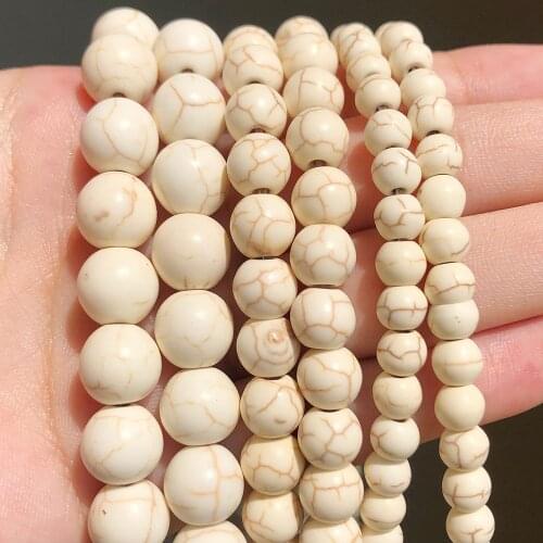 Wholesale 15inch strand White Turquoises Howlite Round Beads For Jewelry Making DIY Bracelet Necklace 4/6/8/10/12mm Pick Size