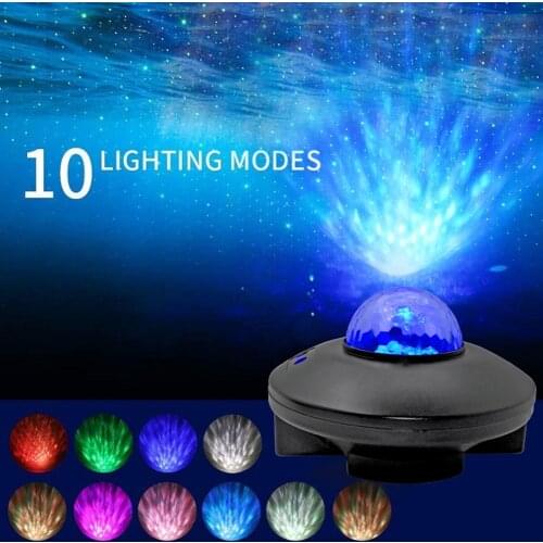 Remote Control Starry Sky Projection Lamp Bluetooth-compatible Voice Control USB Charging Colorful Romantic Night Light