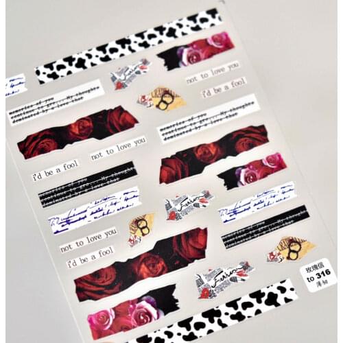 [Beautizon] 2021 New 3D Engraved Nail Stickers Rose flowers Paper texture pattern high quality Empaistic Butterfly Sticker