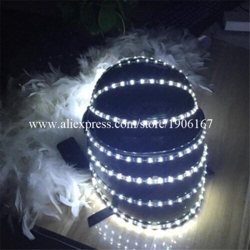 New Design White Color LED Luminous Flashing Robot Helmet Bar LED Christmas, Halloween Robot Suits Headwear