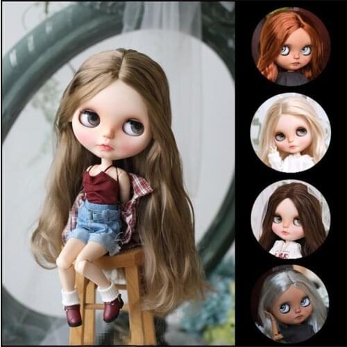Blythes doll Wigs fit the1/6of the stylish new mid-parting marshmallow wigs with large wavy curls of super soft imitation mohaIr