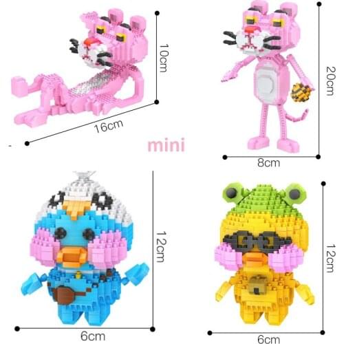 Plastic Mini Blocks Cute Pink Panther Model DUDUDUCK Auction Figure Cartoon Duck Brinquedos for Children Toys Girls Gifts