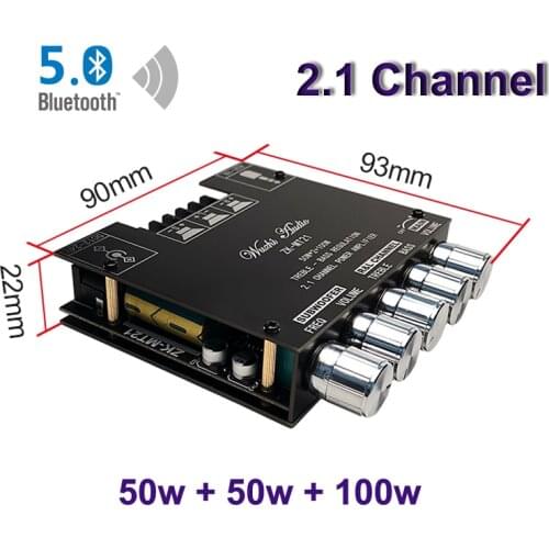 2*50W+100W Bluetooth 5.0 TPA3116D2 Power Subwoofer Amplifier Board 2.1 Channel Class D Home Theater Audio Stereo Equalizer Amp