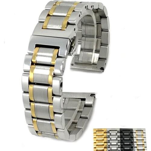 BEAFIRY Watch Band 16mm 18mm 20mm 22mm 24mm Stainless Steel Watch Strap Silver Black gold Watchband for men women smart watch