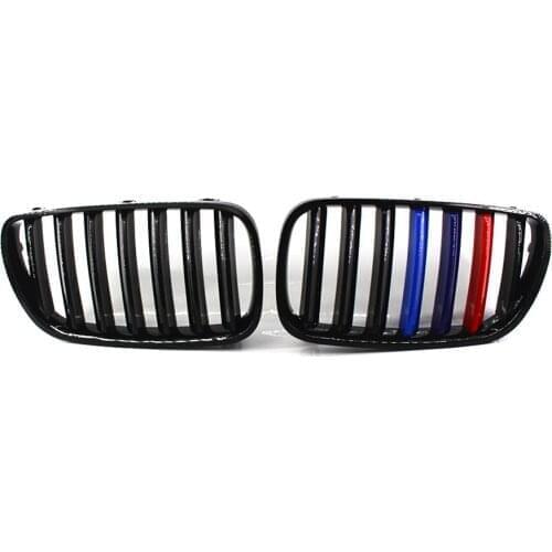 2Pcs Gloss Black M-Color Kidney Grille Hood Grill For BMW E83 X3 2007-2010 08 09