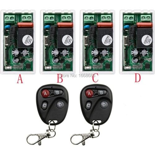Most simple wiring AC220V 1CH Radio Controller RF Wireless Relay Remote Control Switch 315 MHZ 433 MHZ 2 Transmitter +4 Receiver