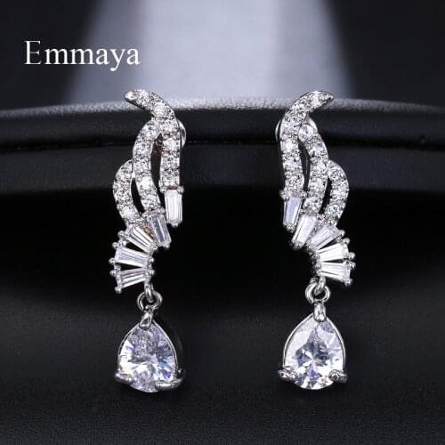Emmaya Brand Stud Earrings Cubic Zircon Angel Wings Luxury Earrings For Women Fashion Wedding Jewelry