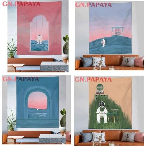 Nordic Style Art Bohemian goblen astronaut figure ins Tapestry macrame Polyester macrame Wall Hanging bohemian wall home decor