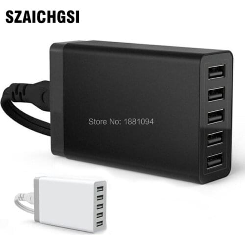 SZAICHGSI 5 Port Wall Charger Adaptor 40 watt 5V 8A EU US UK Plug AC To USB power socket Station For Mobile phone 100pcs/lot