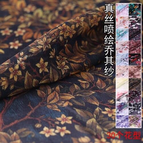 Spring and summer 30 kinds of flowers digital printing silk georgette fabric silkworm dress skirt clothing fabrics light gauze